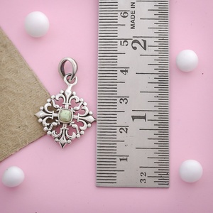 Natural Chrysoprase Gemstone Pendant 925 Sterling Silver Vintage Floral Filigree Statement Necklace Charm - Product Image 2