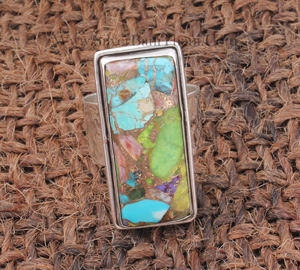 Spiny Oyster Copper Turquoise <b>Ring</b> 925 Sterling <b>Silver</b> Handmade Classic Wedding <b>Statement</b> Jewelry Women Boho Vintage Style - Product Image 5