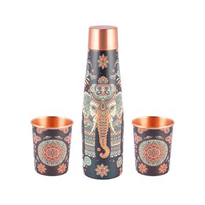 Bouteille d'eau en cuivre pour enfants avec motif animal de dessin animé, ensemble de gourdes de voyage portables avec couvercle - Product Image 2