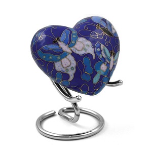 Urne funéraire pour animaux de compagnie en forme de cœur blanc avec motif chat et papillons dorés pour la cendre des animaux, décoration, souvenir, urne commémorative pour cendres de crémation - Product Image 5