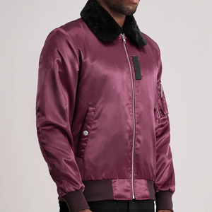 Nueva Chaqueta Bomber de Satén con Cuello de Piel Sintética, Ropa de Calle de Invierno Personalizada, Impermeable, Transpirable, Venta al Por Mayor B2B, Ropa Exterior de Moda - Product Image 3