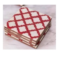 Ensemble de 4 sous-verres avec incrustation d'os au design moderne avec support pour sous-verre à thé, café, boisson, cuisine, protection contre la chaleur, décor