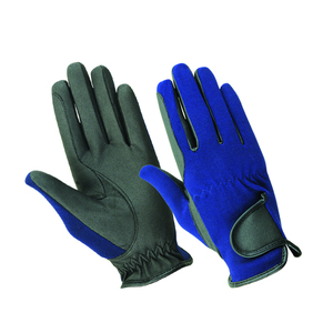 Gants d'équitation bleus et noirs en cuir synthétique pour une durabilité accrue, pour hommes et femmes, avec dos en tissu respirant pour diverses tâches. - Product Image 1