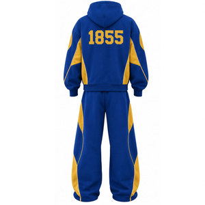 ซิกมา ชิ 1855 ชุดวอร์มสีน้ำเงินทอง ชุดเสื้อฮู้ดและกางเกงขายาวแบบ unisex สวมใส่สบาย มีซิปเต็มตัว พร้อมกระเป๋าแบบมีเชือกผูก - Product Image 6