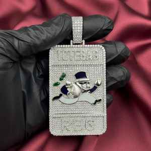 Colgante Personalizado de Plata de Ley 925 con Moissanita, Diseño de Bolsa de Dinero y Letras, Estilo Hip Hop, para Joyería Fina - Product Image 1