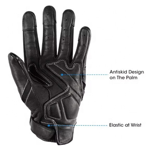 Road Leather Gloves Enhanced <b>Grip</b> <b>Motorcycle</b> Plain Enhanced <b>Grip</b> Leather Gloves Premium Durable Stylish - Product Image 2
