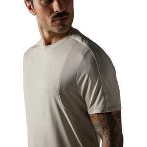 T-shirts de sport personnalisés pour hommes, coupe ajustée, col rond, manches courtes, en Spandex/Polyester, séchage rapide, respirants, écologiques, vierges, OEM/ODM - Product Image 4