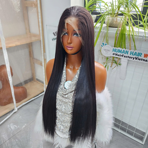 Perruque Premium Sans Colle de 30 Pouces, Transparente 13x4, Cheveux Humains Vierges à Racine Foncée, Lisse Baguette, Petite Taille de Bonnet, Pour Femmes Noires - Product Image 2