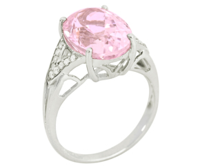 Anillo Ovalado de Plata 925 Hecho a Mano con Acabado en Rodio y Morganita Rosa para Mujer, Joyería de Moda - Product Image 2