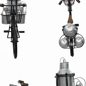 รูปปั้นจักรยานโลหะสไตล์วินเทจอุตสาหกรรม พร้อมกระป๋องนม ของตกแต่งบ้านสไตล์ฟาร์มเฮาส์ รูปปั้นจักรยานเหล็กสำหรับตกแต่งบ้านและสวน - Product Image 2
