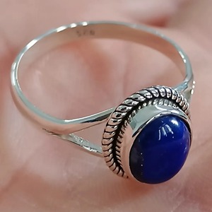 <b>Lapis</b> <b>Lazuli</b> <b>Ring</b> 925 Sterling Silver Handmade Boho Statement Promise Jewelry for Women Natural Oval Shape Gemstone Jewelry - Product Image 3