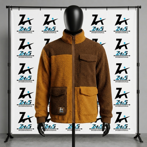 Men's <b>Fleece</b> <b>Jacket</b> Color Blocking Stand Collar Zipper Closure Thick Sherpa <b>Lining</b> Winter Casual Outerwear Sherpa <b>Jacket</b> - Product Image 1