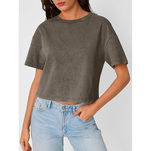 Wholesale Custom Logo Printed Unisex Acid Wash Vintage <b>Canvas</b> T-Shirts Quick Dry Breathable Women Distressed Eco-Friendly 100% - Product Image 3