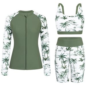 High Quality Women's <b>Long</b> <b>Sleeve</b> Rash Guard 3 Piece <b>Swimsuit</b> UV Protection Beach Swimwear Set Custom Private Label - Product Image 1