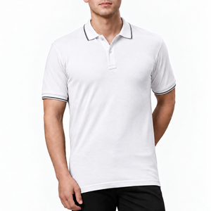 เสื้อโปโลแขนสั้นผู้ชาย สีพื้น สไตล์ลำลอง สำหรับตีกอล์ฟ  รับสกรีนโลโก้  ขอบปกสีต่าง  ราคาขายส่ง คุณภาพสูง - Product Image 2