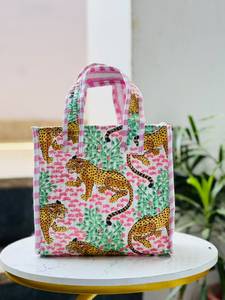 Sac fourre-tout en toile à imprimé léopard, style tendance, ouverture supérieure, sac de shopping toutes saisons - Product Image 1