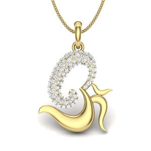Yellow Gold Diamond Pendant With Round Brilliant Cut Stones Women's Luxury Jewelry - Product Image 2