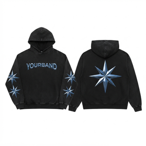 Sudadera con Capucha para Mujer, Lavado Ácido, 420 GSM, Felpa de Algodón Grueso, Negra, Estilo Vintage, Bordado Personalizado, Impresión Puff, Logotipo DTF, OEM, ODM - Product Image 1