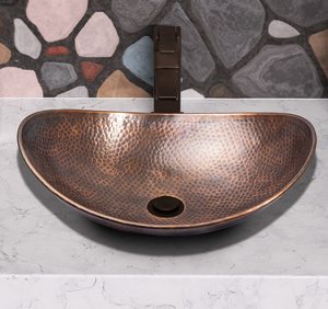 Fregadero Ovalado de Cobre Puro Martillado con Acabado Antiguo, Lavabo de Cobre Hecho a Mano para Cocina, Baño, Herramienta de Limpieza para Cocina - Product Image 4