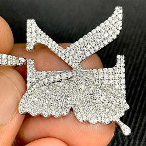 Colgante Personalizado de Moissanita con Inicial, Diseño de Letra K con Alas de Mariposa, Plata de Ley 925 con Baño de Rodio, Estilo Hip Hop para Fiesta - Product Image 2