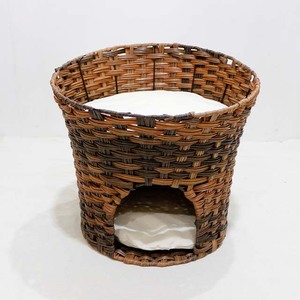 Lit cylindrique pour chat en osier plastique tressé avec deux coussins doux – Offre spéciale - Product Image 4