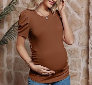 Camisetas de Maternidad al por Mayor de Alta Calidad para Mujer, Camisetas de Verano de Algodón con Cuello Redondo y Manga Corta, Diseño Moderno, Camisetas para Embarazadas - Product Image 5