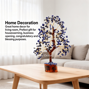 Arbre de Vie en Cristal de Lapis Lazuli en Gros avec Fil Doré, Pierres de Guérison, Décoration d'Intérieur - Product Image 2
