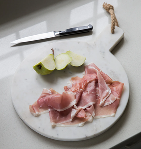 Planche à découper en marbre blanche avec poignée, planche à découper carrée, utilisée en cuisine - Product Image 4