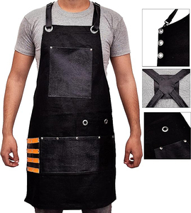 Delantal de Trabajo Unisex de Cuero Genuino con Correas Ajustables, Bolsillo en el Pecho, Múltiples Bolsillos para Herramientas, Secado Rápido, Transpirable, a Prueba de Polvo, Profesional - Product Image 3