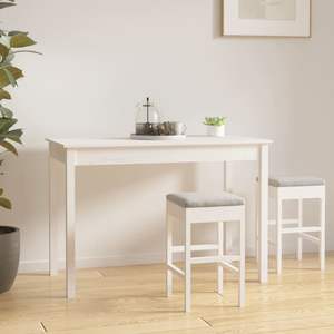 Table à manger compacte et minimaliste en bois de pin massif blanc - Product Image 1