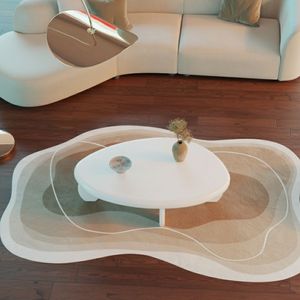 Table basse moderne en pierre de galets, 46 po x 29 po x 12 po, blanc brillant - Product Image 6