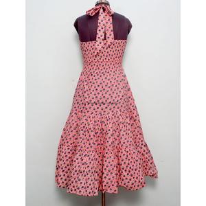 เดรสทรงเอพิมพ์ลายดอกไม้สไตล์โบฮีเมียนทันสมัยสวยงาม คอทรงโอ ความยาวระดับเข่า ผ้าฝ้าย พิมพ์ลายบล็อก สำหรับงานปาร์ตี้ฤดูร้อน ฤดูใบไม้ผลิ ฤดูร้อน - Product Image 5