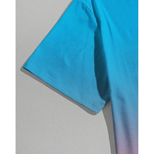 Camiseta Casual de Verano para Hombre, Estilo Urbano, Estampado Tropical Ombre, Cuello Redondo, Manga Corta, Camiseta Moderna - Product Image 2