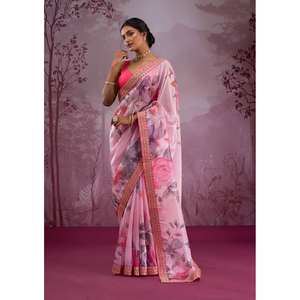 Designer Floral Print Saree for Parties Beautiful <b>Career</b> <b>Dresses</b> - Product Image 5