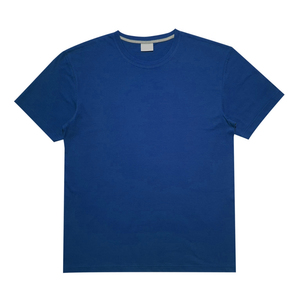INDEX Men's Solid Blue Cotton T-Shirt Short Sleeve O-Neck Casual Regular Fit Breathable Jersey Knitted Wear - Product Image 3