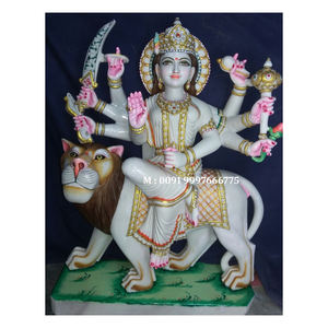 Fabricante de estatuas de la diosa Durga en mármol blanco, en posición sentada sobre las manos de un león, para decoración del hogar, al mejor precio. - Product Image 5