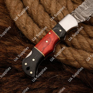 มีดพับเหล็กดามัสกัสคุณภาพสูง งานแฮนด์เมด ปรับแต่งได้ตามต้องการ รับผลิตแบบ OEM ODM OBM สำหรับกิจกรรมกลางแจ้ง EDC ยุทธวิธี ล่าสัตว์ ตั้งแคมป์ พกพา - Product Image 6