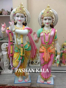 Main Blanc Marbre Radha Krishna Statue - Product Image 5
