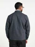 Blouson en laine 100% pour homme, coupe classique, à fermeture éclair, à carreaux bleu marine, coupe-vent, tricoté, pour l'hiver