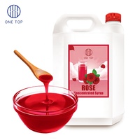Bahan Baku Bubble Tea Premium ONE TOP Sirup Cair Mawar Merah Pekat 5kg dalam Botol Taiwan Umur Simpan 2 Tahun Tanpa Bahan Tambahan