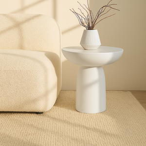 Table d'appoint en béton blanc Vandana Zenova Arion, meuble d'appoint moderne et minimaliste - Product Image 1