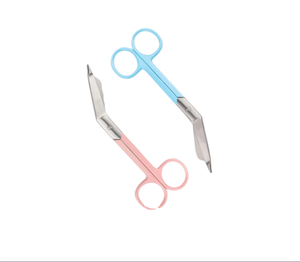 COBECO INSTRUMENTS Set de 2 Tijeras para Vendajes Lister de 5.5 Pulgadas, Tijeras Manuales para Primeros Auxilios y Trauma, Set de Instrumentos Recubiertos en Azul Cielo y Rosa - Product Image 1