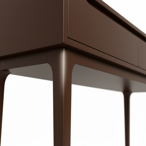 Mesa Consola Redonda Moderna con 2 Cajones, Mesa Auxiliar de Roble Macizo Ecológico para Muebles de Sala de Estar, Diseño Moderno - Product Image 5