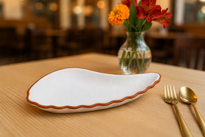 <b>Ceramic</b> Leaf-Shaped Serving <b>Plate</b> Irregular Handmade Modern Design for Snacks Dry Fruits Desserts Party Dishes & <b>Plates</b> - Product Image 2