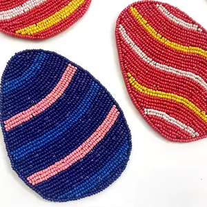 Handcrafted Bohemian Art <b>Beaded</b> Cocktail <b>Coasters</b> Reusable Luxury Table Accessory for Dining Table - Product Image 1