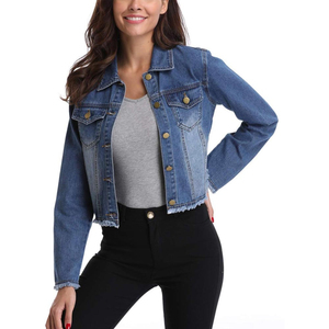 Veste en jean pour femme de haute qualité, couleur unie, style décontracté, design unique, effet délavé, faible MOQ - Product Image 5