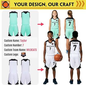 Maillots de basket-ball personnalisables avec nom, numéro et logo d'équipe - Maillots de basket-ball pour hommes, garçons et enfants - Ensemble uniforme de basket-ball - Product Image 6
