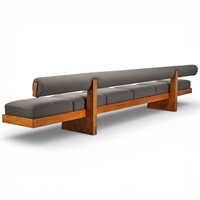 Canapé sectionnel trois places en bois massif de style mi-moderne, rembourré en mousse, avec revêtement en tissu durable, gonflable et convertible, vente en gros