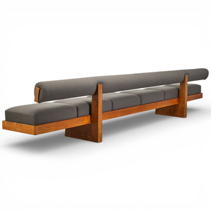 โซฟาไม้เนื้อแข็งสไตล์โมเดิร์นกลางศตวรรษแบบสองที่นั่งสำหรับขายส่ง เหมาะสำหรับวิลล่า โรงแรม ล็อบบี้ ห้องรับรอง หุ้มด้วยผ้า - Product Image 2