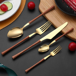 Wholesale Durable Modern Design Stainless Steel <b>Flatware</b> <b>Sets</b> Wooden Handles Mirror Polish for Home Restaurant Use Party - Product Image 5